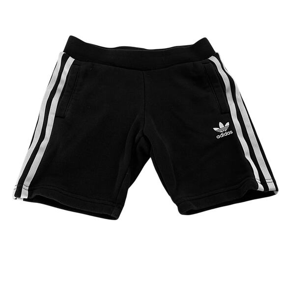 Adidas 3 Stripe Black White Cotton Shorts Size Youth Girl's XS (5/6) - Picture 1 of 4